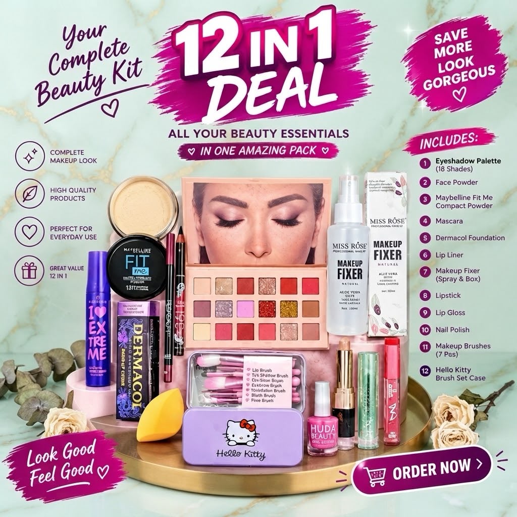 12-In-1 Makeup Deal – Comprehensive All-In-One Professional & Everyday Cosmetic Kit