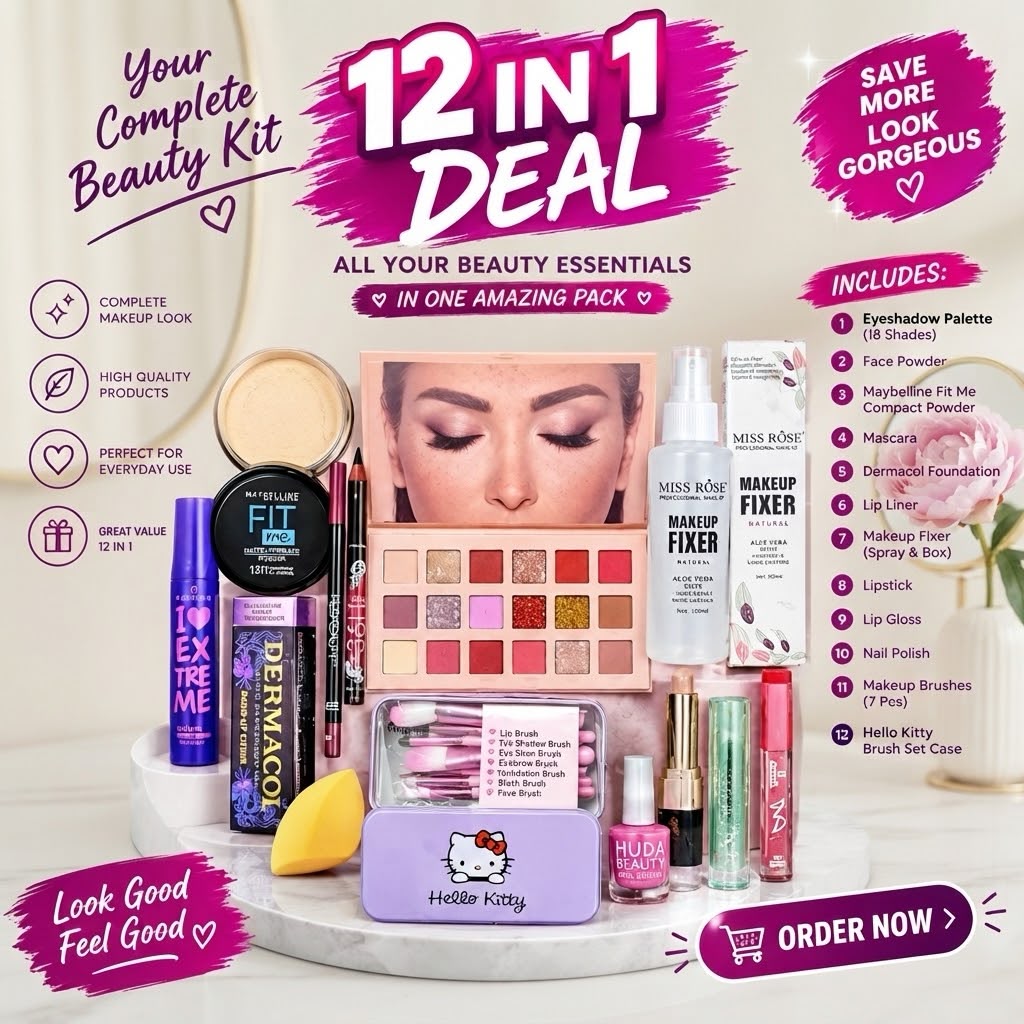 12-In-1 Makeup Deal – Comprehensive All-In-One Professional & Everyday Cosmetic Kit