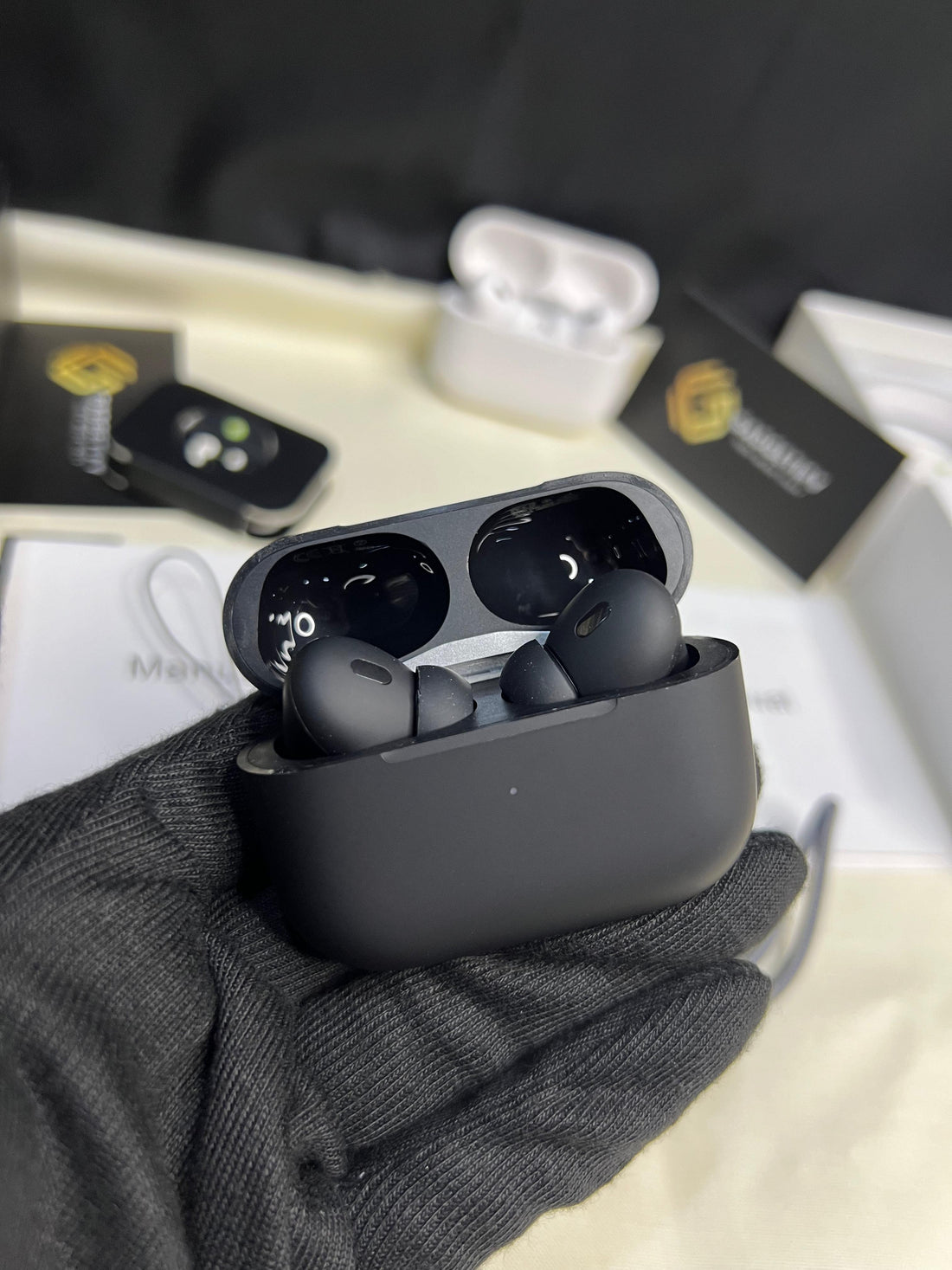 Premium Black AirPods – Wireless Bluetooth Earbuds with Smart Touch, Powerful Bass & Stylish .
