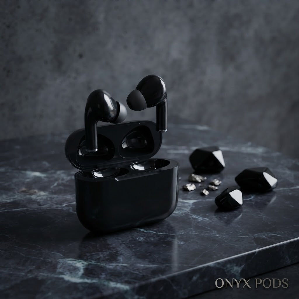 Premium Black AirPods – Wireless Bluetooth Earbuds with Smart Touch, Powerful Bass & Stylish .