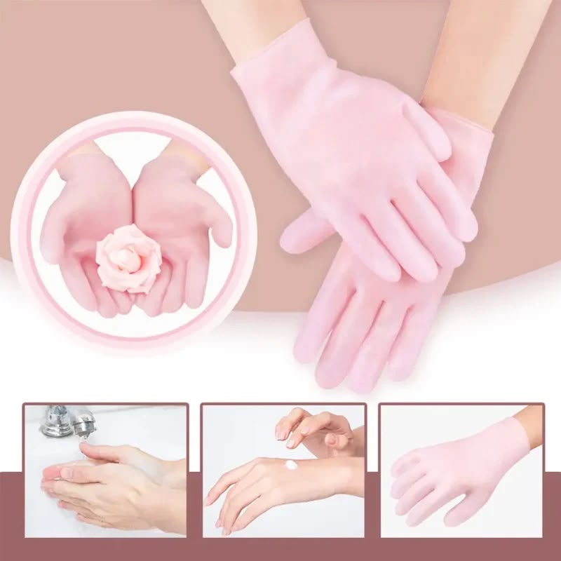 1 Pair Silicon Gel Gloves | Soft Silicone Manicure Gloves For Hand Care | Winter Product (1 Pair)