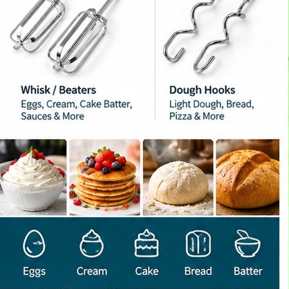 7-Speed Electric Hand Mixer / Egg Beater – Multi-Speed Handheld Mixer For Baking & Kitchen Use
