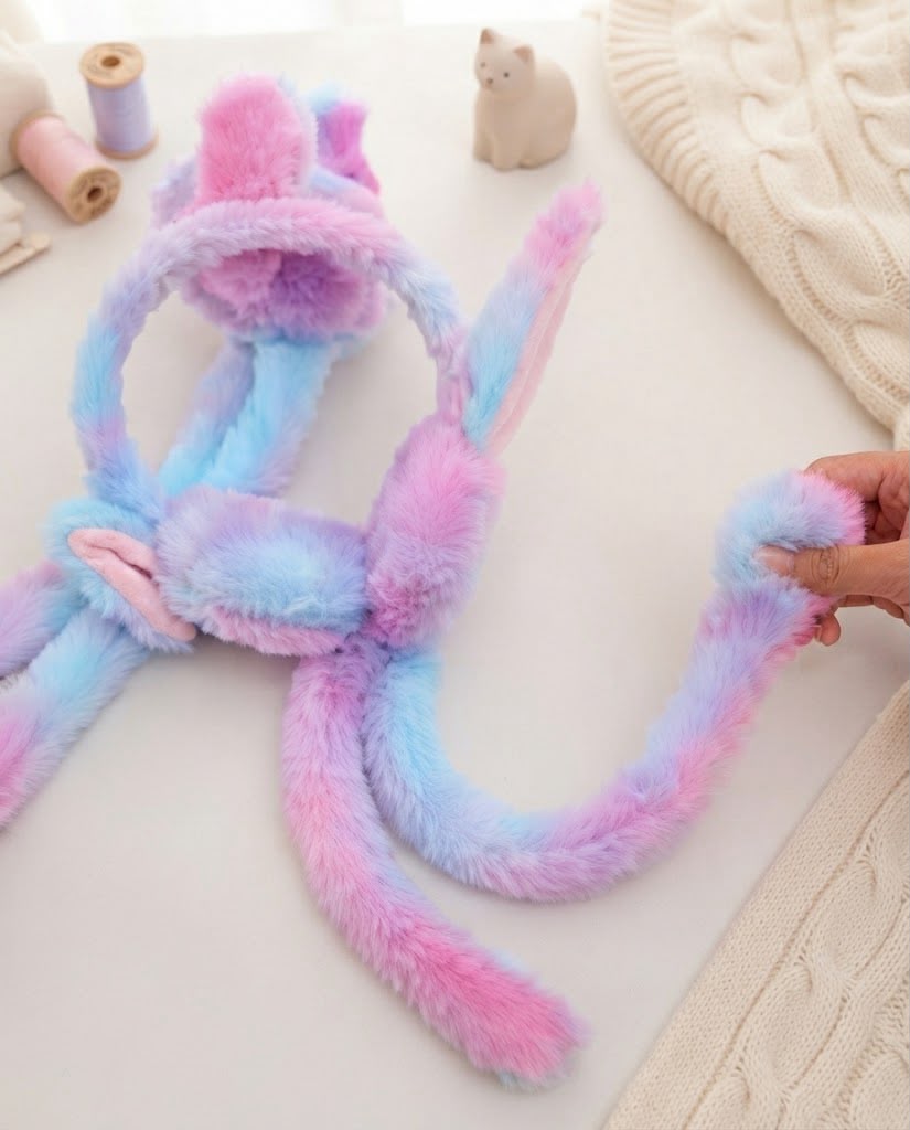 Soft Plush Bunny Ear Design Winter Earmuffs