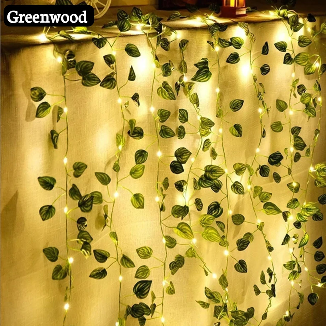 Artificial Plant Leaves Bail With 7 Ft LED Fairy Lights Battery Operated And 7 Ft Bail Leaf Lights For Room Decoration Wall Hanging Flowers