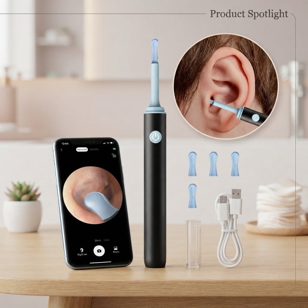 Ear Cleaner High Precision Ear Wax Removal Tool With Camera With LED Light Wireless Cleaner Smart Ear Cleaning Kit (Random Color)