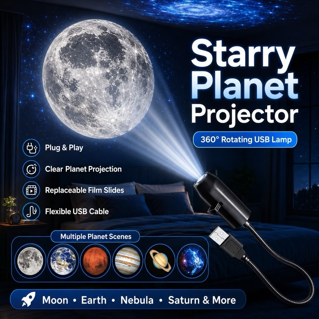 USB Ceiling Moon Earth Projection Atmosphere Light Starry Sky Lamp - 6 Lenses