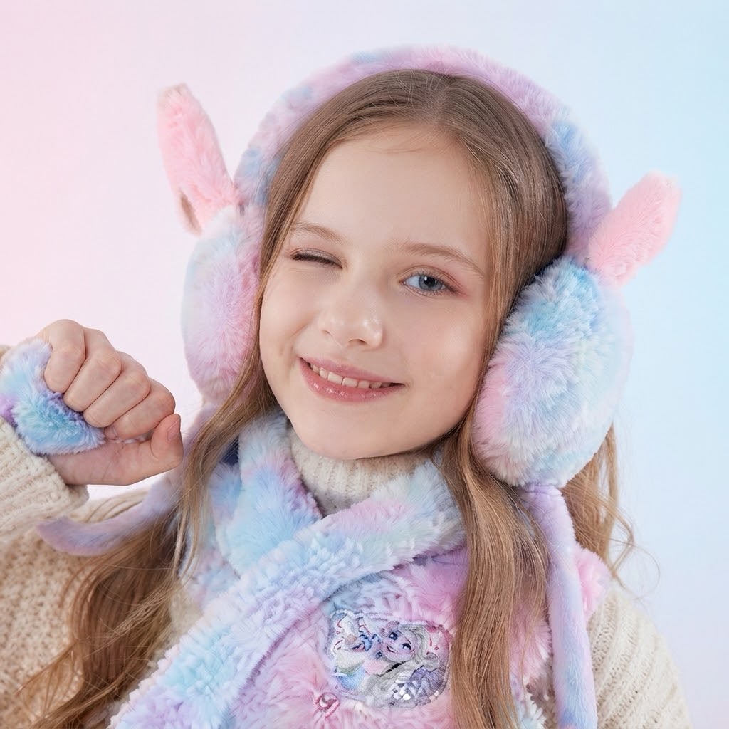 Soft Plush Bunny Ear Design Winter Earmuffs