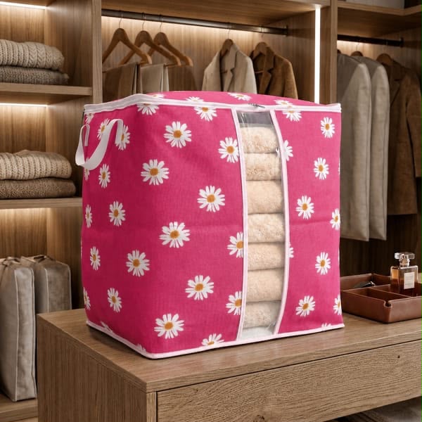 Durable Non-Woven Storage Organizer – Floral Design -
